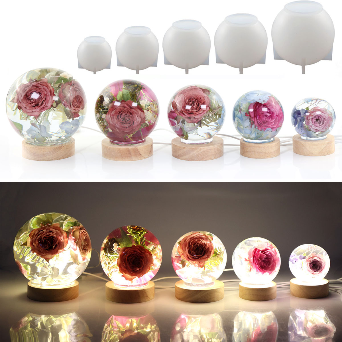 Resin Casting Mold - 65-120mm Sphere Ball Silicone Mold For