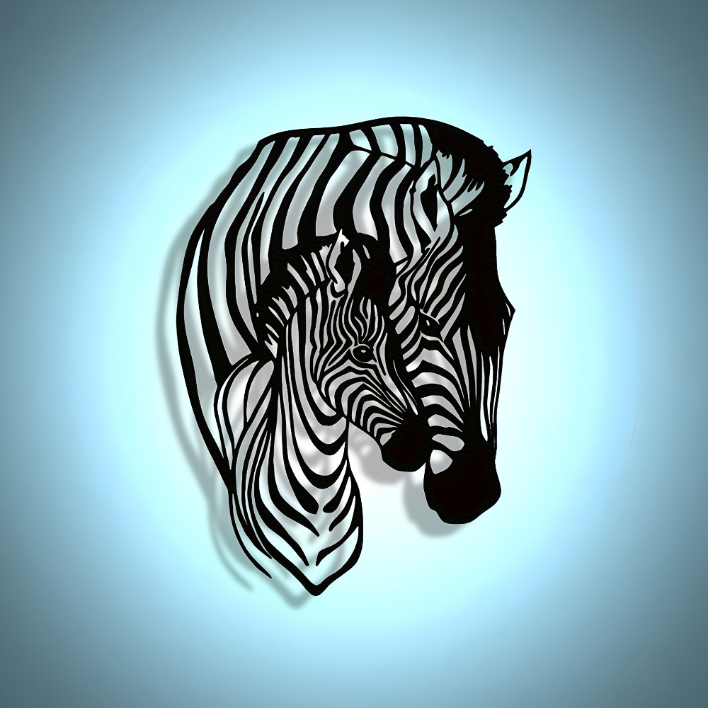 Art Craft Zebra - Elegant Minimalist Zebra Family Metal Wall
