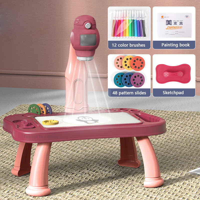 Art And Craft With Paint - Smart Projector Kids Painting Table Set
