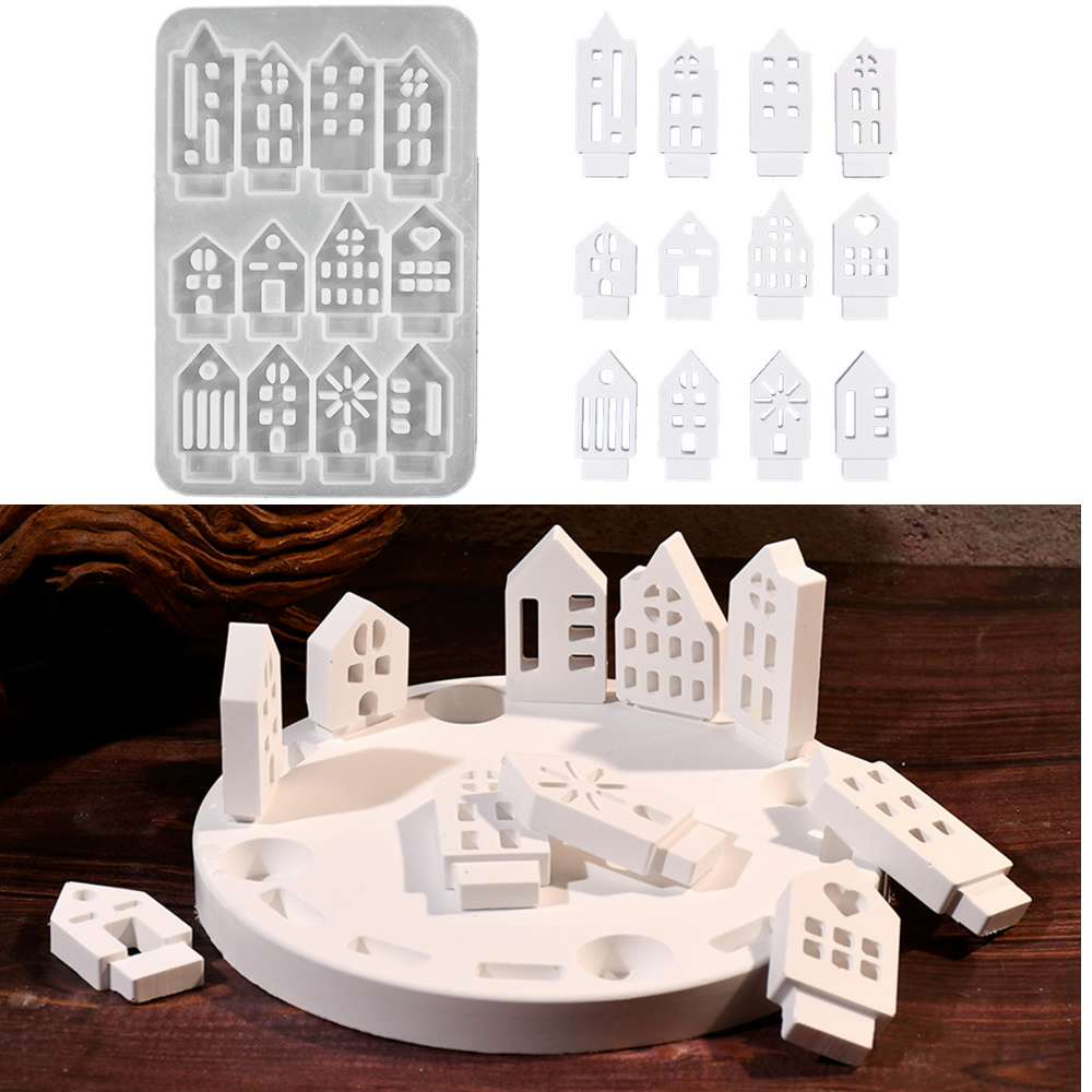 Art Craft House Making - Hollow Small House Candle Holder Silicone