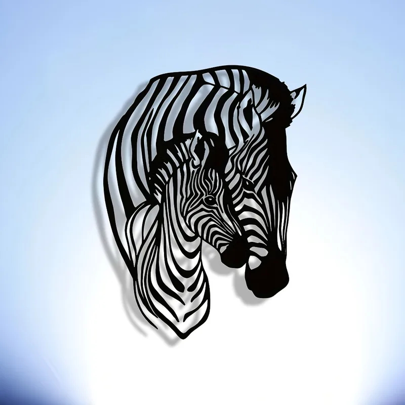 Art Craft Zebra - Elegant Minimalist Zebra Family Metal Wall