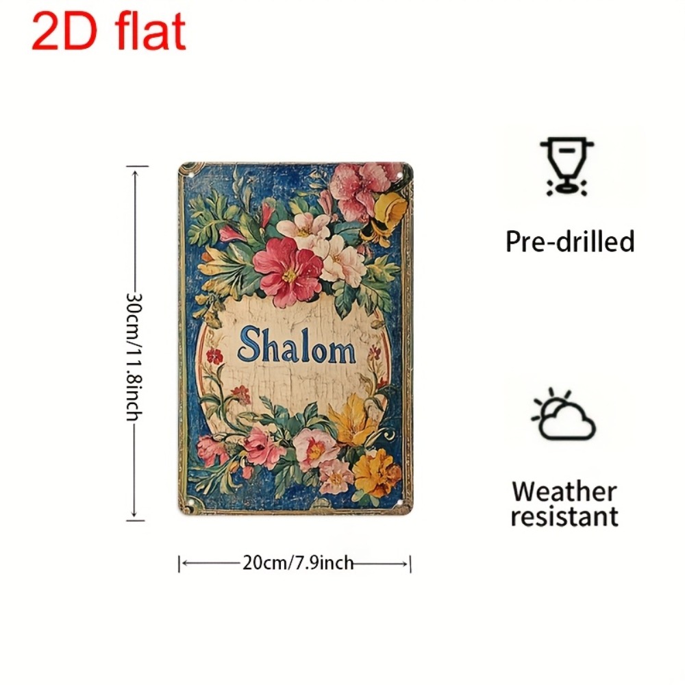 Art & Craft Jojo - CIFBUY Vintage Floral Shalom Aluminum Wall