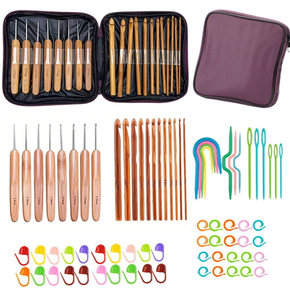 74pcs Bamboo Crochet Hooks Set - Art Craft Market recension och pris