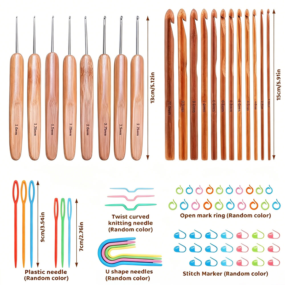 74pcs Bamboo Crochet Hooks Set - Art Craft Market recension och pris