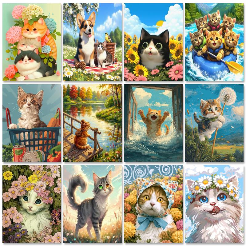 GATYZTORY Cat Painting By Numb - Art Craft Cat recension och pris